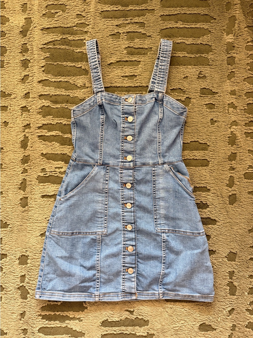 Women's H&M Denim Blue Divided Button Up Mini Buckle Dress Size 4